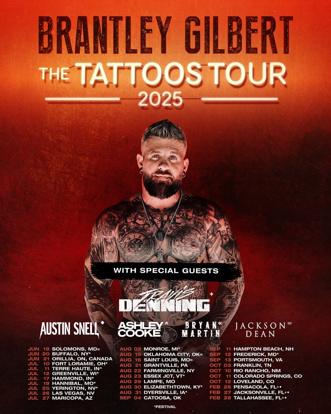 Brantley Gilbert The Tattoos Tour Poster 2026